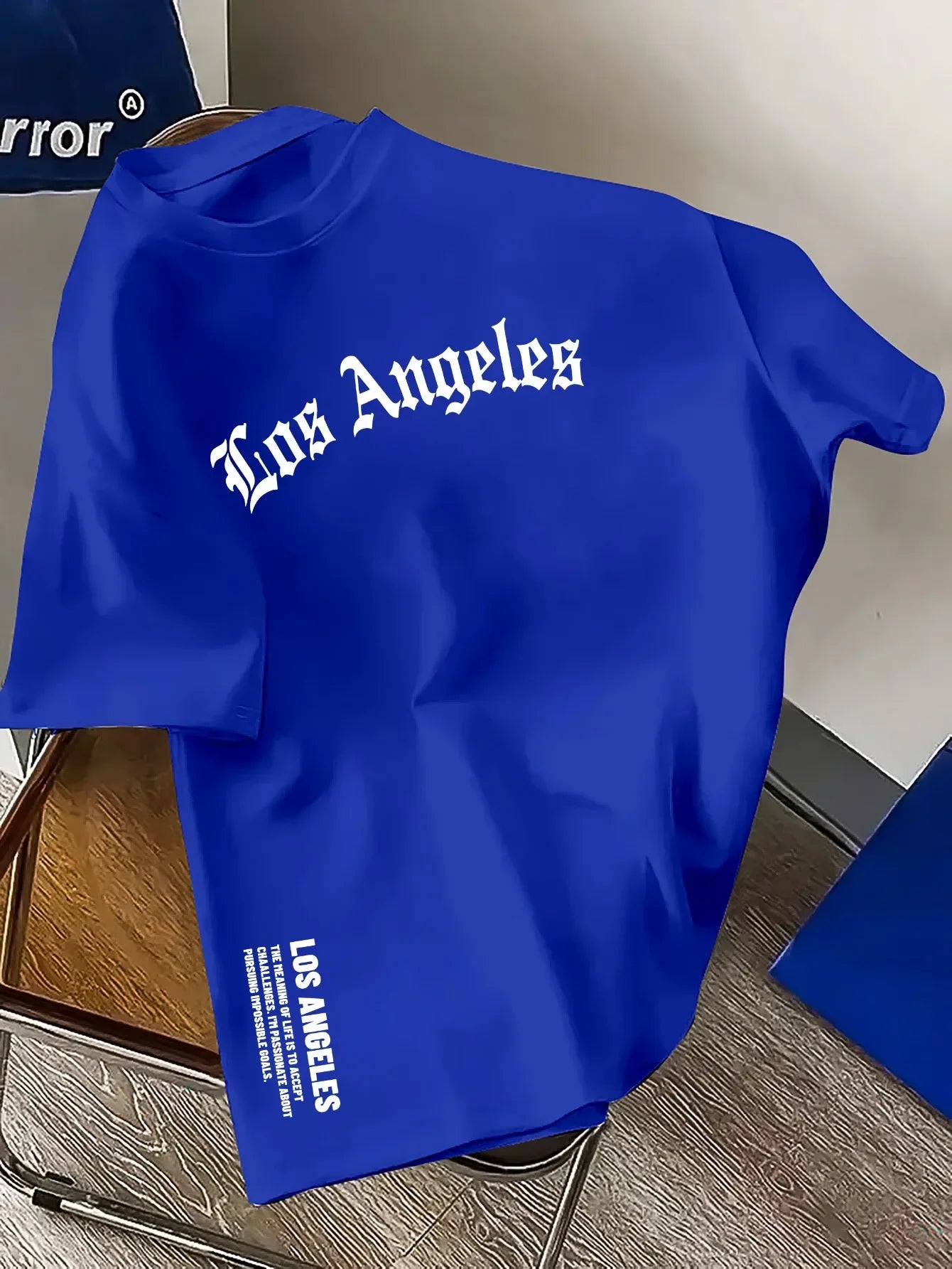 Summer fashion men's T-shirt, 100% cotton, Los Angeles letter print, casual