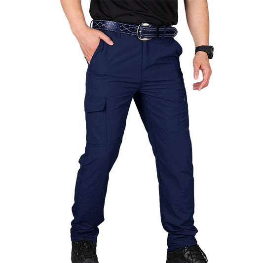 Multi-Pocket Men Cargo Pants Summer Quick Drying Overalls Hiking Black